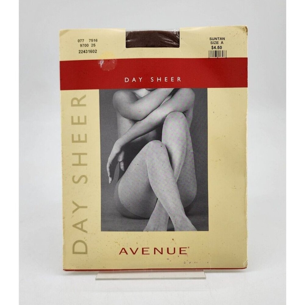NEW Avenue Day Sheer Flat Knitโ Pantyhose Sandalfoot Suntan Size A
